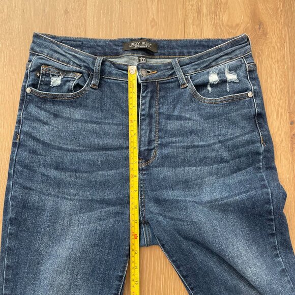 Judy Blue Jeans Women 11/30 Slim Bootcut High Rise Dark Wash Split Hem JB88290-S - Picture 10 of 15